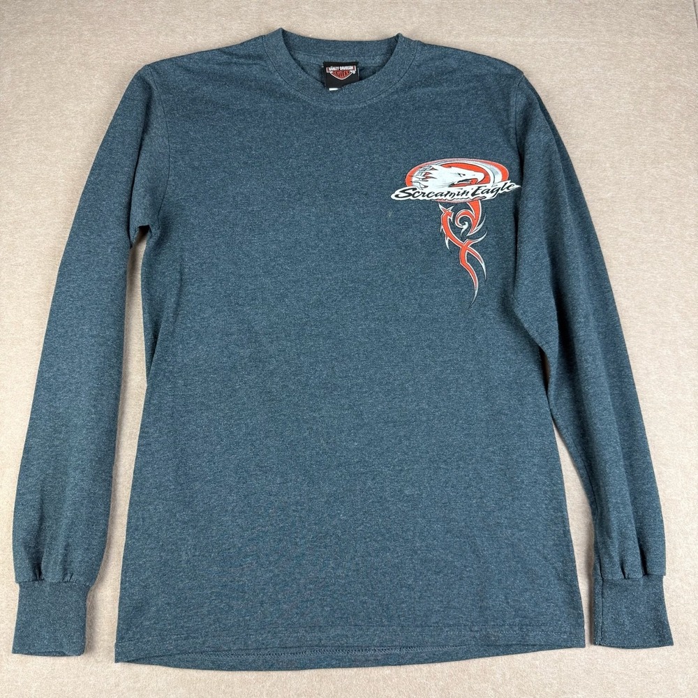 Harley Davidson Shirt Mens S‎ Gray Longsleeves Screamin Eagle Racing Motorcycle